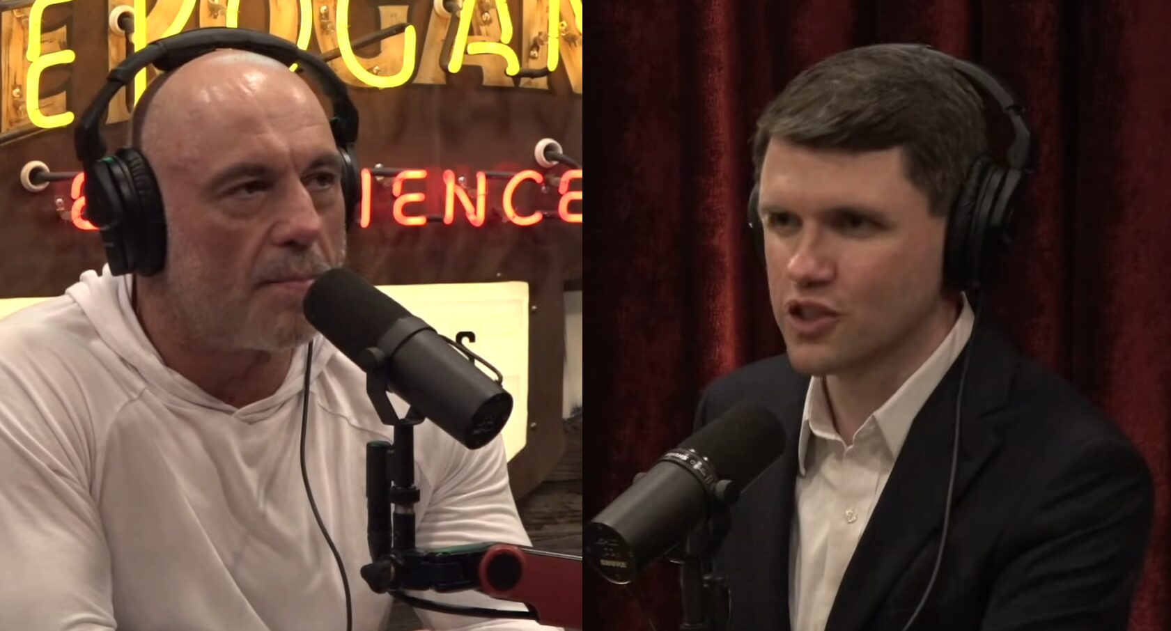 Joe Rogan and James Talarico in deep conversation on the Joe Rogan Experience podcast.